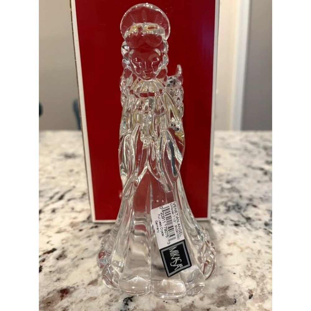 Mikasa Venetian Angel Full Lead Crystal Candleholder 7.5” w/ Original Box